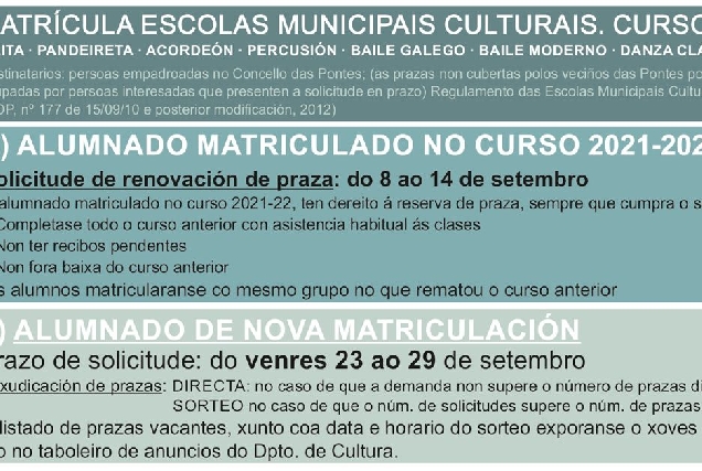 cartel matricula Escolas Municipais as pontes